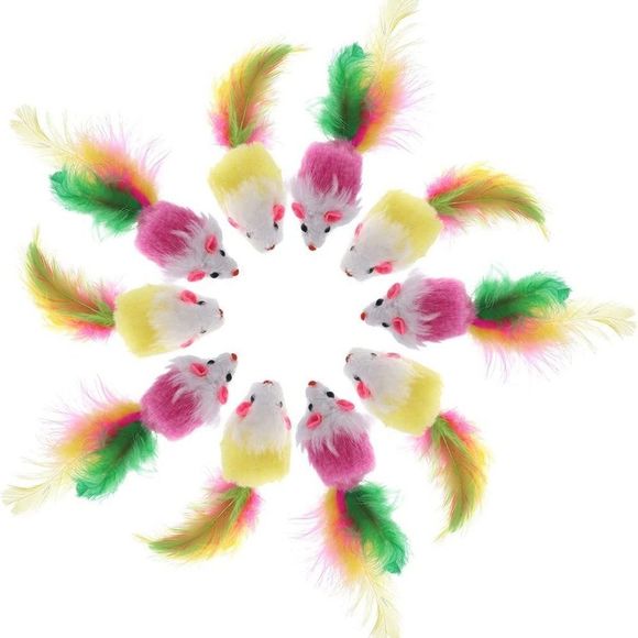 UEETEK 10 PCS Furry Pet Toys Mice Cat Toy - Picture 1 of 4